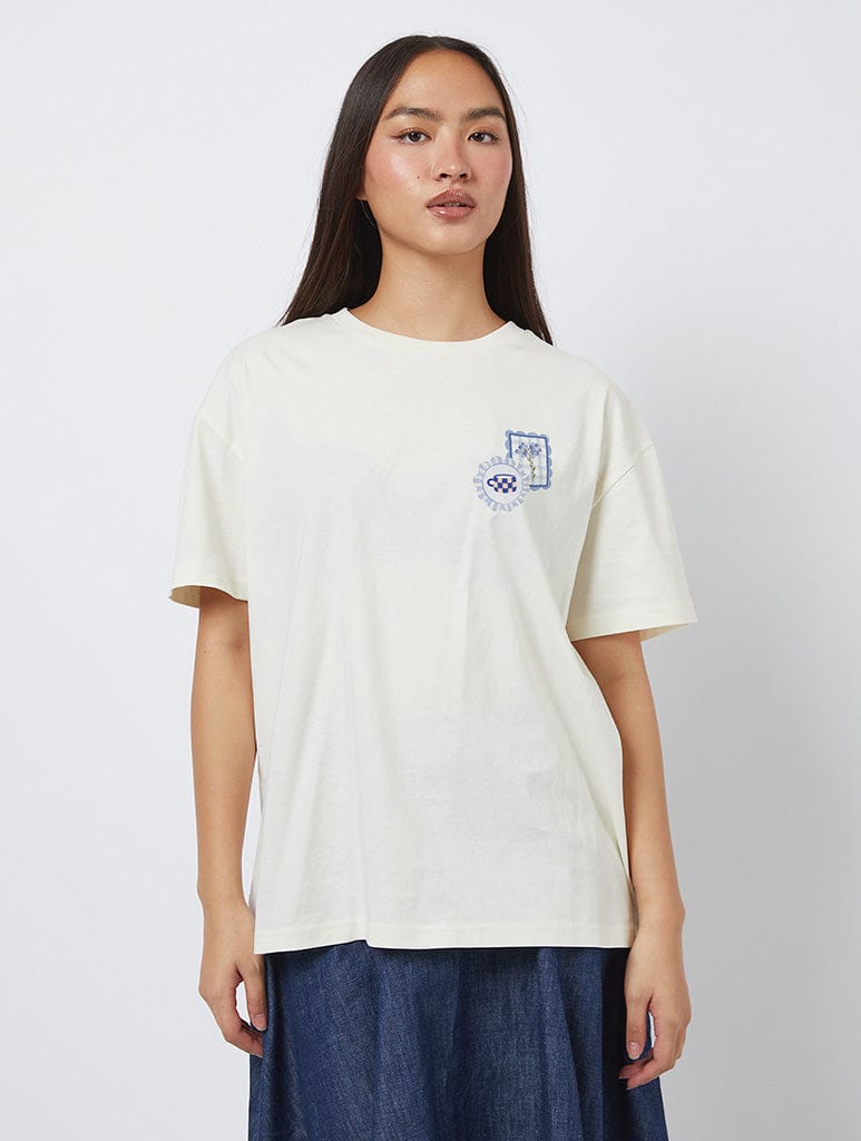 Rise And Shine Breakfast T-Shirt In White Tops & T-Shirts Skinnydip London