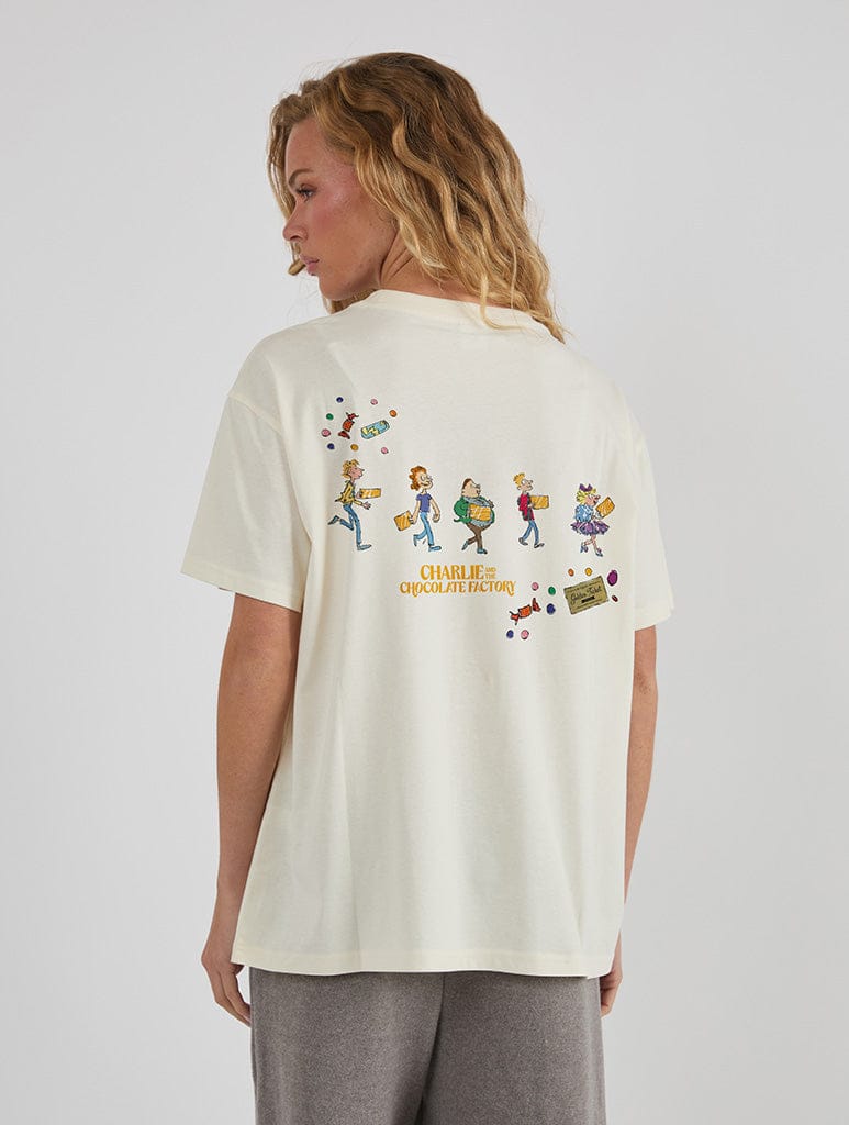 Roald Dahl x Skinnydip Charlie And The Chocolate Factory Golden Ticket T-Shirt In White Tops & T-Shirts Skinnydip London