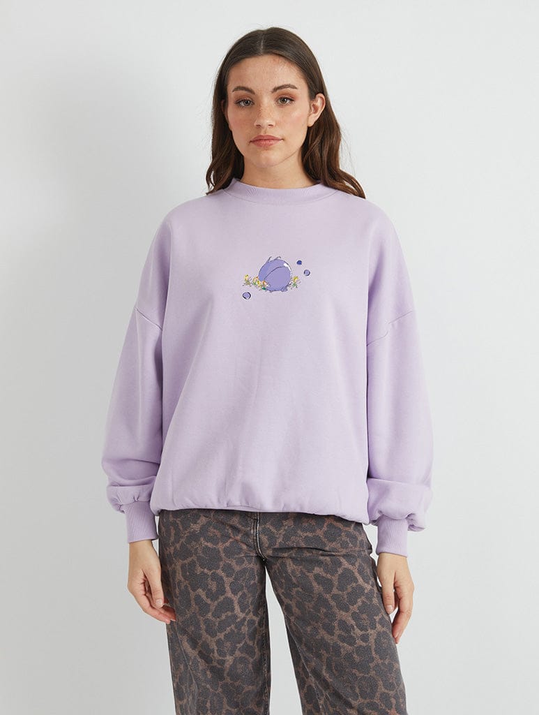 Roald Dahl x Skinnydip Charlie And The Chocolate Factory Violet Beauregarde Sweatshirt In Lilac Hoodies & Sweatshirts Skinnydip London