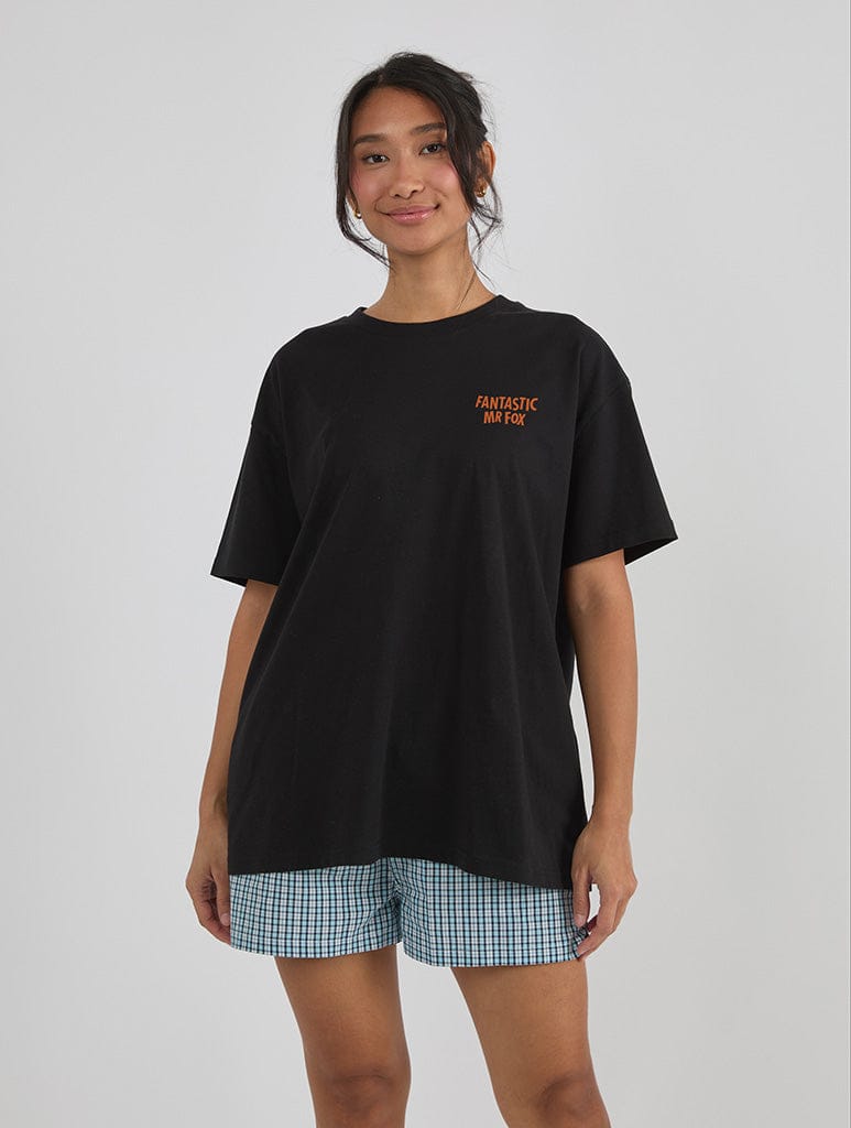 Roald Dahl x Skinnydip Fantastic Mr Fox Poster T-Shirt In Black Tops & T-Shirts Skinnydip London