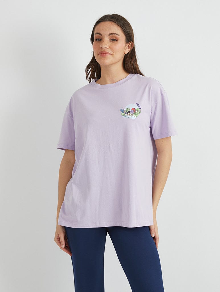 Roald Dahl x Skinnydip Matilda Lavendar T-Shirt In Lilac Tops & T-Shirts Skinnydip London
