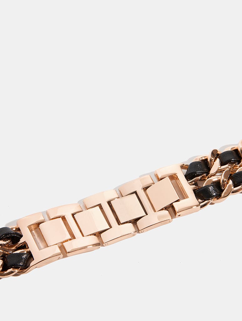 Rose Gold/Black Leather Chain Apple Watch Strap Watch Straps Skinnydip London