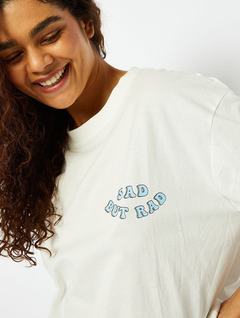 Sad But Rad Graphic Ecru Oversized T-Shirt Tops & T-Shirts Skinnydip London