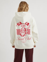 Santa Claus Social Club Hoodie In White Hoodies & Sweatshirts Skinnydip London