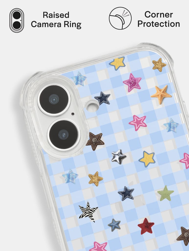 Scrapbook Gingham Stars Shock iPhone Case Phone Cases Skinnydip London