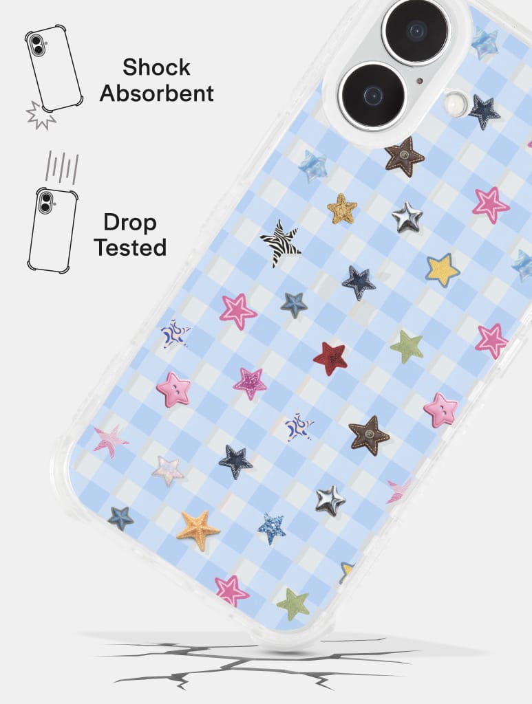 Scrapbook Gingham Stars Shock iPhone Case Phone Cases Skinnydip London