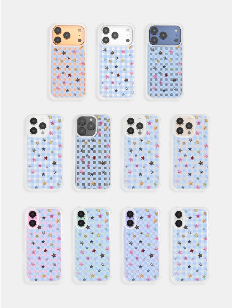 Scrapbook Gingham Stars Shock iPhone Case Phone Cases Skinnydip London