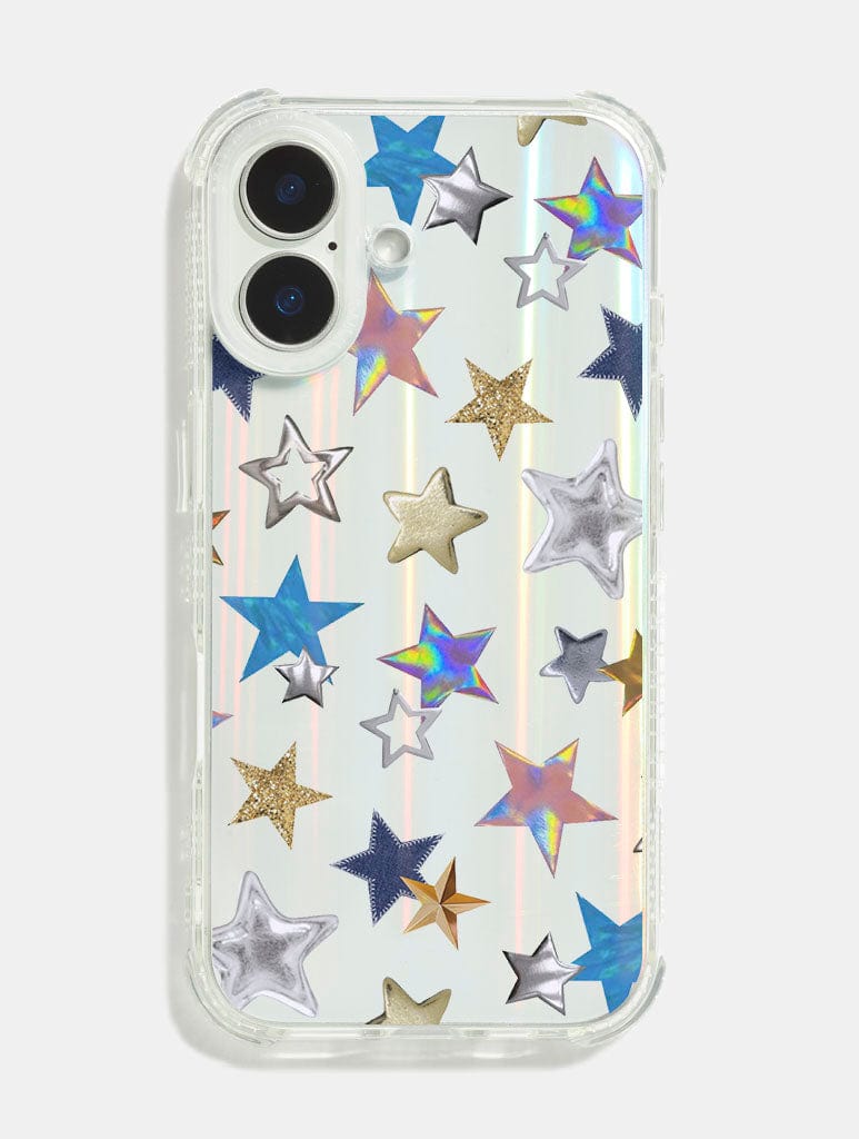 Scrapbook Silver Stars Shock iPhone Case Phone Cases Skinnydip London