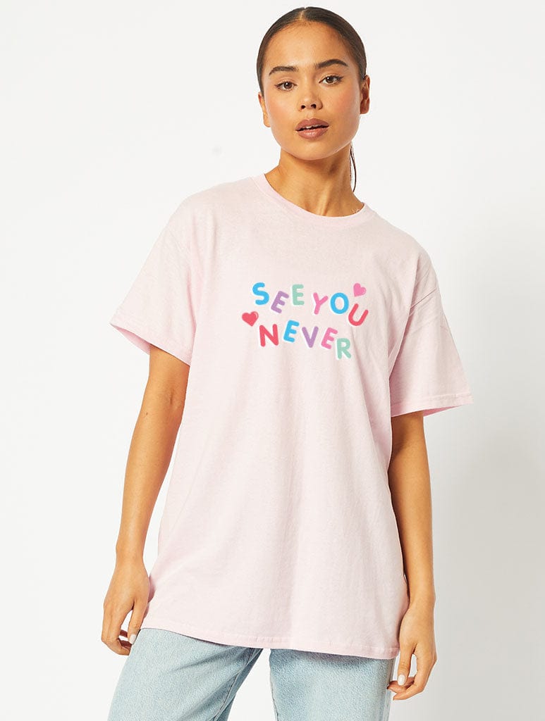 See You Never Pink T-Shirt Tops & T-Shirts Skinnydip London