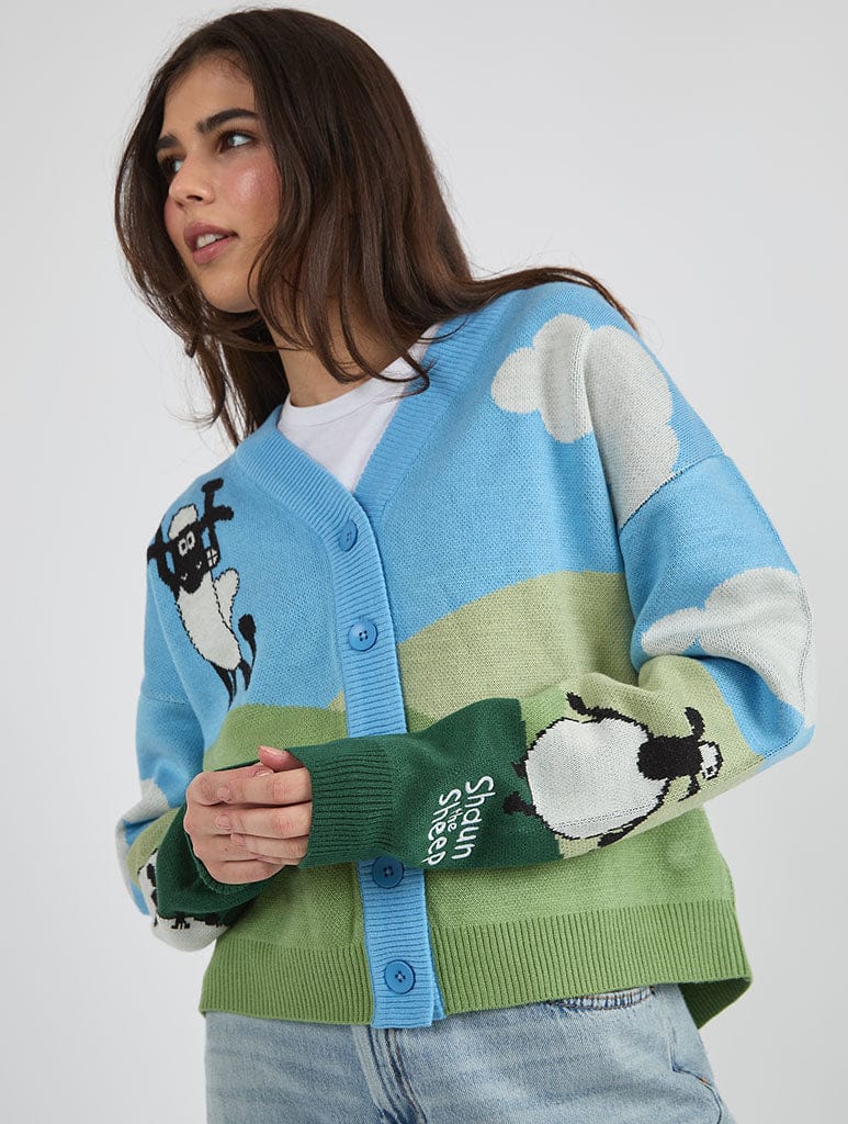 Shaun The Sheep x Skinnydip Knitted Cardigan | Blue Knitwear