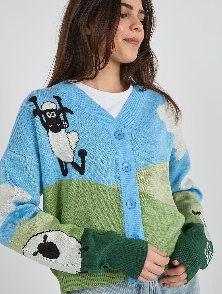 Shaun The Sheep x Skinnydip Knitted Cardigan | Blue Knitwear