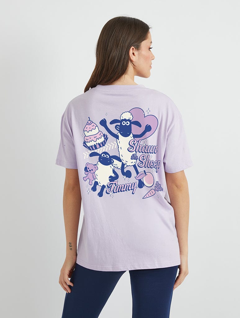 Shaun The Sheep x Skinnydip Shaun And Timmy T-Shirt In Lilac Tops & T-Shirts Skinnydip London