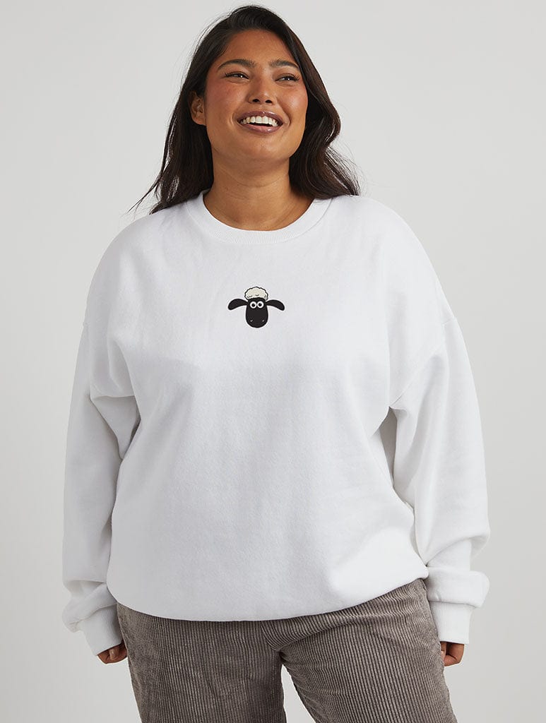 Shaun The Sheep x Skinnydip Shaun Sweatshirt In Ecru Hoodies & Sweatshirts Skinnydip London