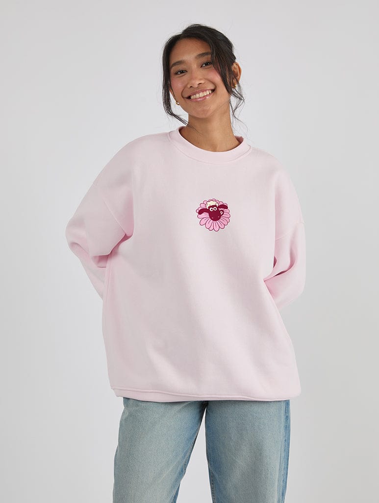 Shaun The Sheep x Skinnydip Spring Flowers Sweatshirt In Pink Hoodies & Sweatshirts Skinnydip London