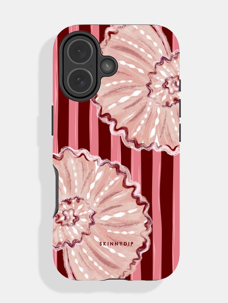 Shell Stripe Pink And Burgundy Ultra Protective iPhone Case Phone Cases Skinnydip London