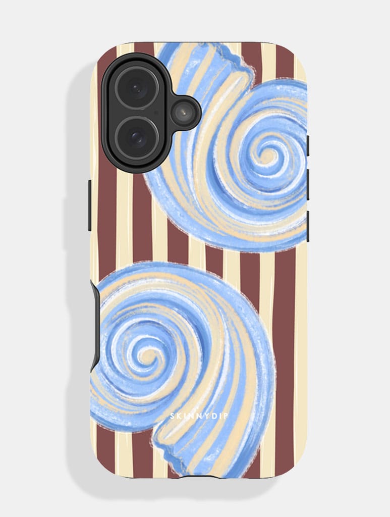 Shell Stripe Yellow Blue And Brown Ultra Protective iPhone Case Phone Cases Skinnydip London