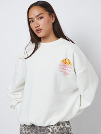 Simple Pleasures In Life Sweatshirt in Ecru Hoodies & Sweatshirts Skinnydip London