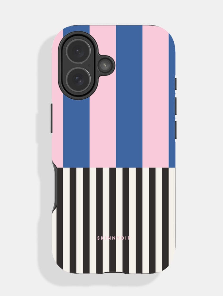 Splice Stripes Navy Pink Black and White Ultra Protective iPhone Case Phone Cases Skinnydip London