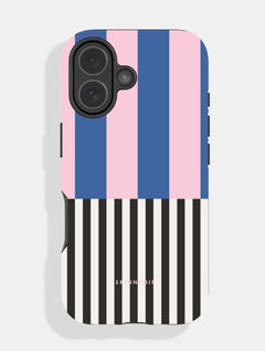 Splice Stripes Navy Pink Black and White Ultra Protective iPhone Case Phone Cases Skinnydip London