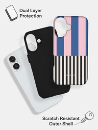Splice Stripes Navy Pink Black and White Ultra Protective iPhone Case Phone Cases Skinnydip London