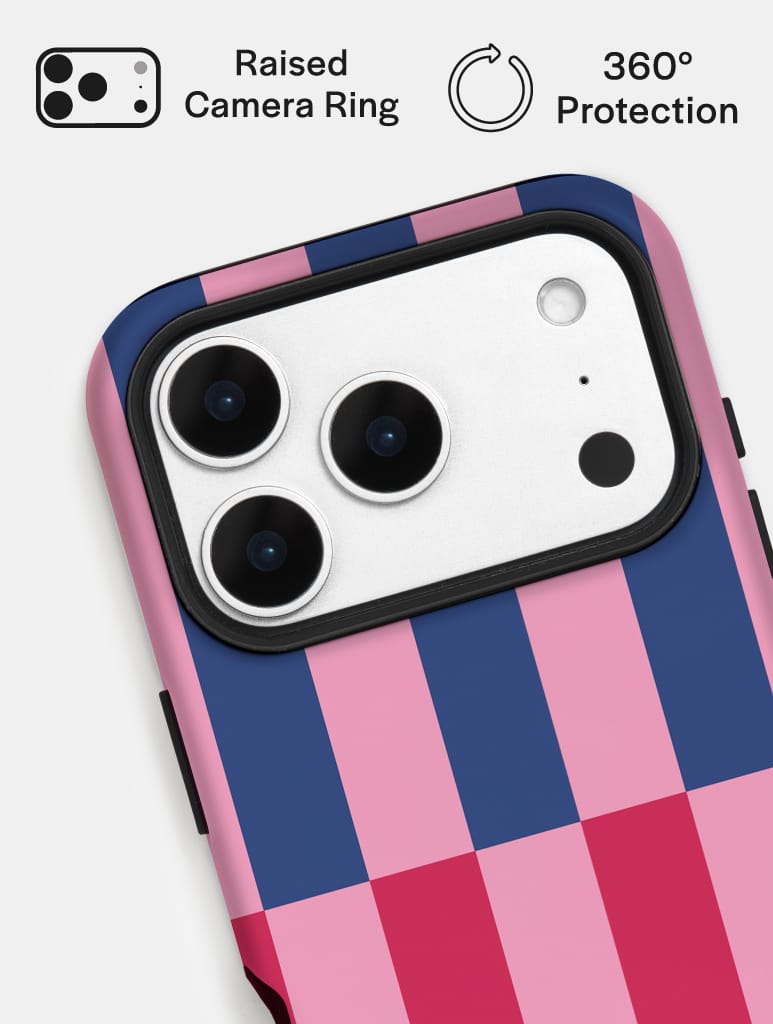 Splice Stripes Navy Pink Ultra Protective iPhone Case Phone Cases Skinnydip London