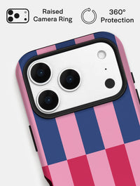 Splice Stripes Navy Pink Ultra Protective iPhone Case Phone Cases Skinnydip London