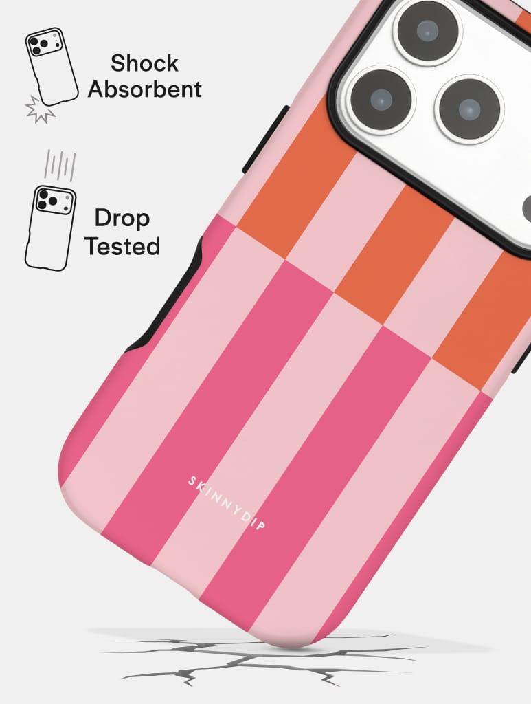 Splice Stripes Orange Pink Ultra Protective iPhone Case Phone Cases Skinnydip London