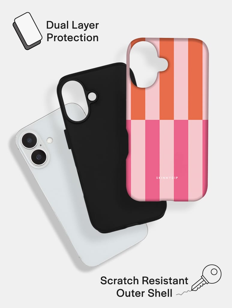 Splice Stripes Orange Pink Ultra Protective iPhone Case Phone Cases Skinnydip London