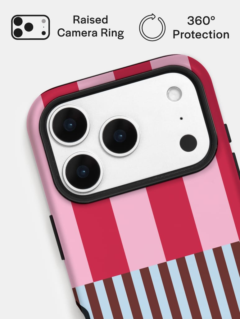 Splice Stripes Red Pink Brown Blue Black and White Ultra Protective iPhone Case Phone Cases Skinnydip London