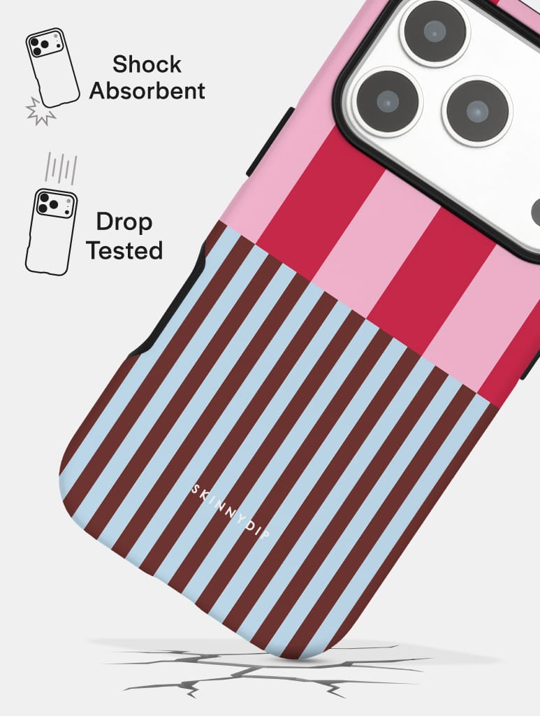 Splice Stripes Red Pink Brown Blue Black and White Ultra Protective iPhone Case Phone Cases Skinnydip London