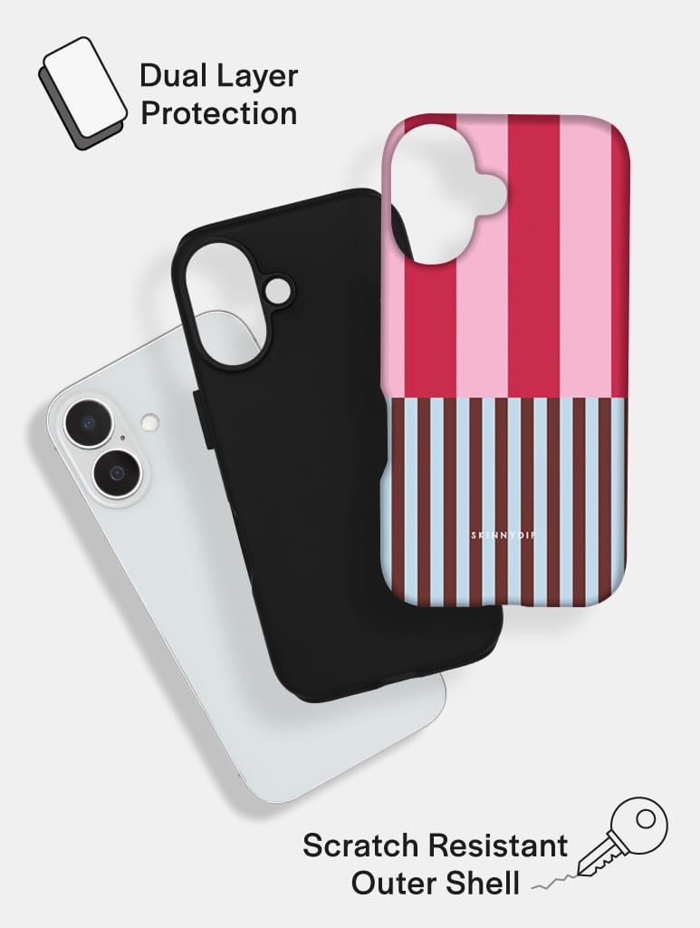 Splice Stripes Red Pink Brown Blue Black and White Ultra Protective iPhone Case Phone Cases Skinnydip London