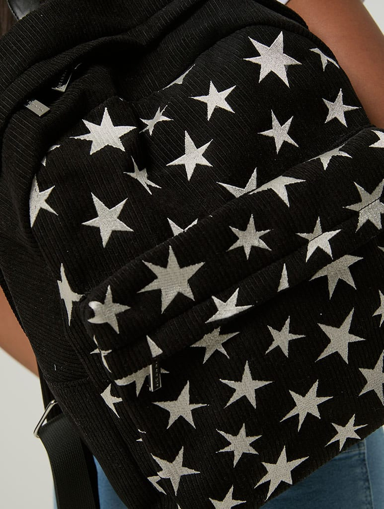 Star Embroidered Black Backpack Backpacks Skinnydip London