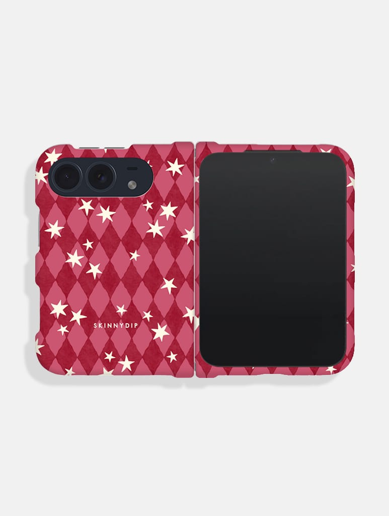 Starry Argyle Burgundy And Cream Impact Resistant iPhone Duo Case Phone Cases Skinnydip London