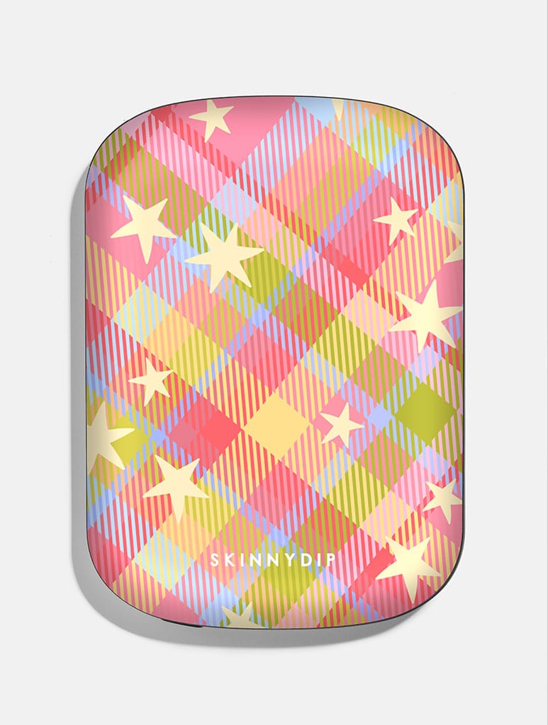 Starry Tartan Pink Flush Portable Magsafe Charger Portable Chargers Skinnydip London