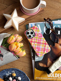 Starry Tartan Pink Flush Ultra Protective iPhone Case Phone Cases Skinnydip London
