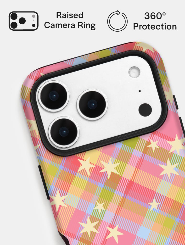 Starry Tartan Pink Flush Ultra Protective iPhone Case Phone Cases Skinnydip London