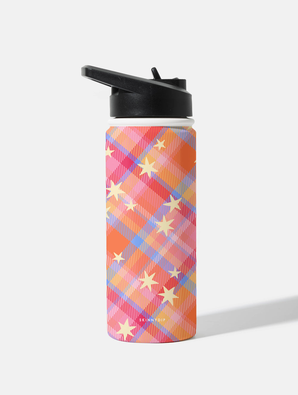 Starry Tartan Sunrise Orange 18oz Stainless Steel Water Bottle Water Bottles Skinnydip London