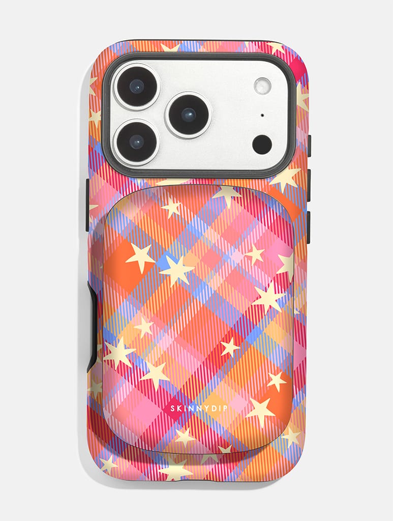 Starry Tartan Sunrise Orange Portable Magsafe Charger Portable Chargers Skinnydip London