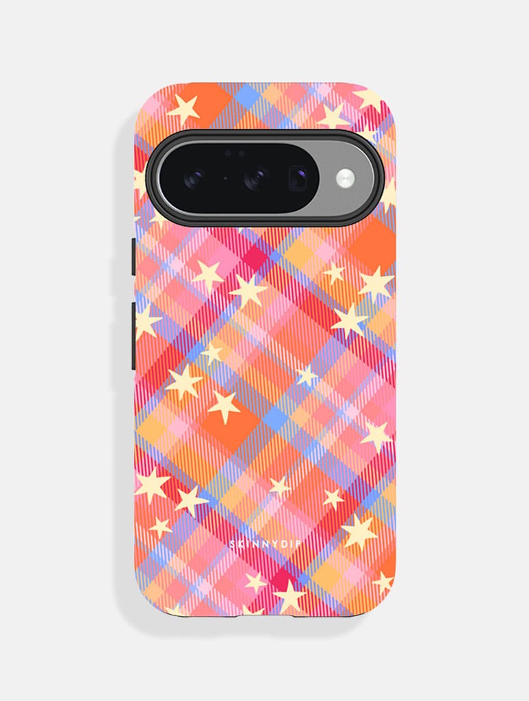 Starry Tartan Sunrise Orange Ultra Protective Google Pixel Case Phone Cases Skinnydip London