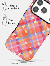 Starry Tartan Sunrise Orange Ultra Protective iPhone Case Phone Cases Skinnydip London
