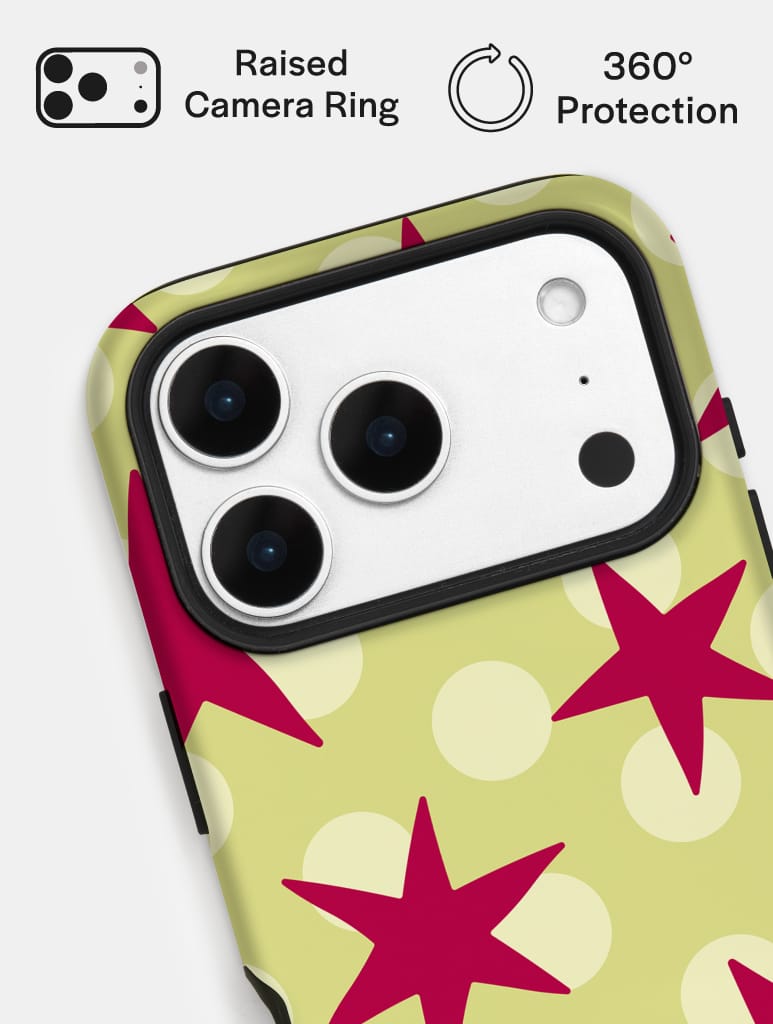 Stars and Spots Green and Magenta Ultra Protective iPhone Case Phone Cases Skinnydip London