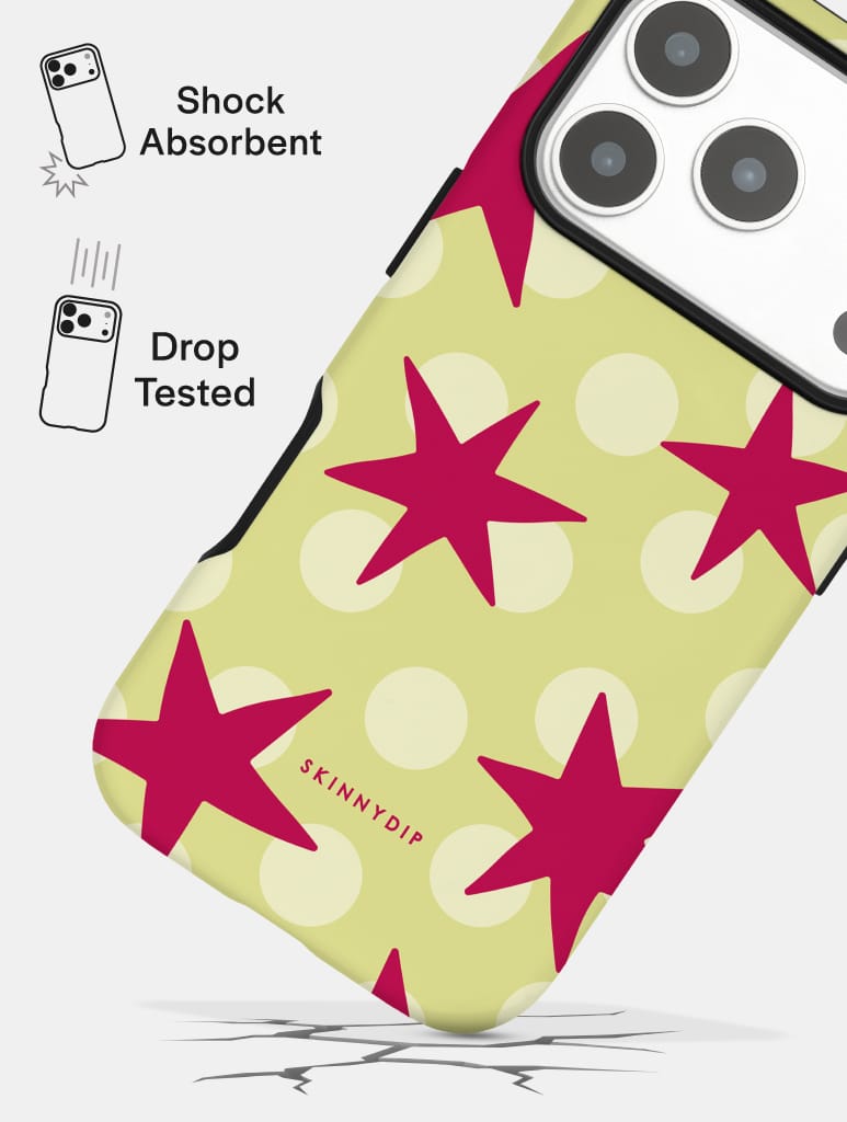Stars and Spots Green and Magenta Ultra Protective iPhone Case Phone Cases Skinnydip London