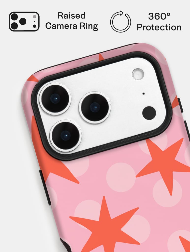 Stars and Spots Pink and Orange Ultra Protective iPhone Case Phone Cases Skinnydip London