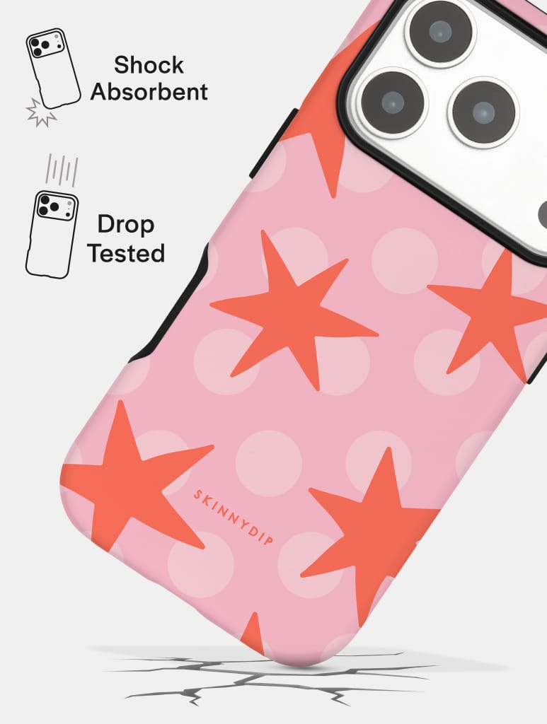 Stars and Spots Pink and Orange Ultra Protective iPhone Case Phone Cases Skinnydip London