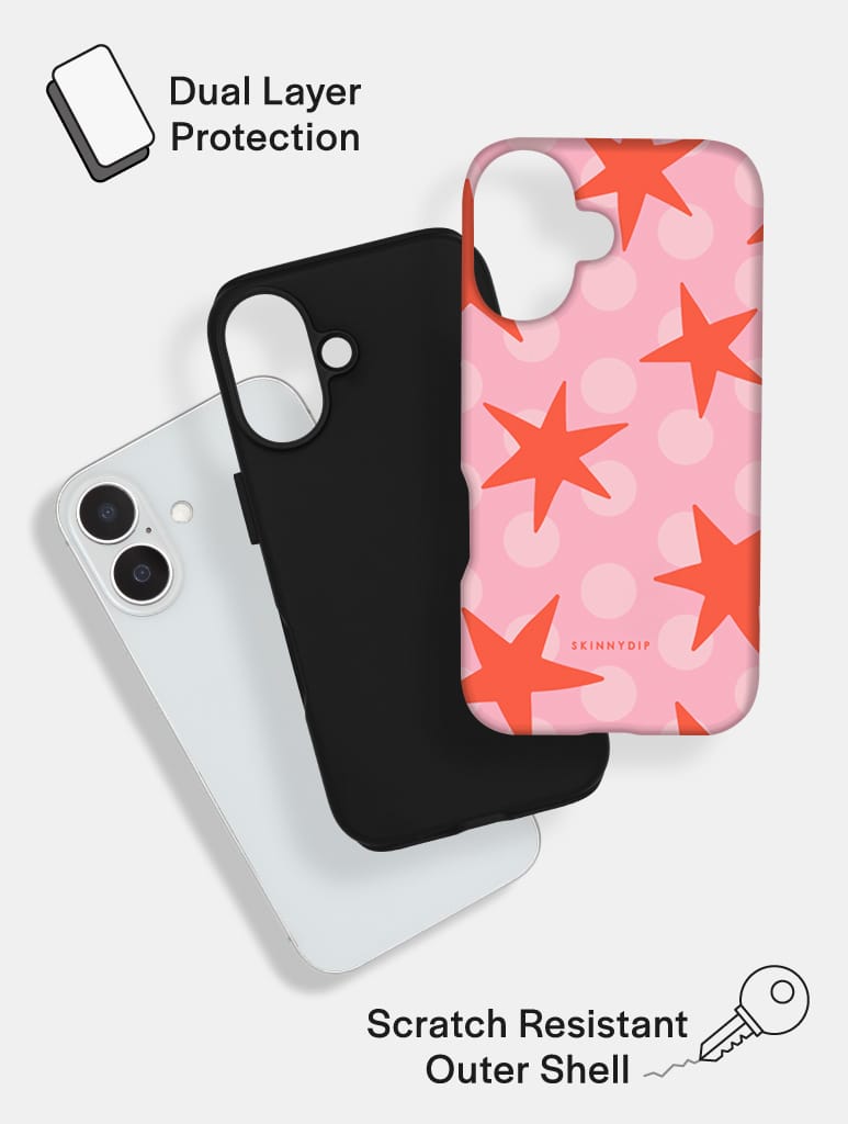 Stars and Spots Pink and Orange Ultra Protective iPhone Case Phone Cases Skinnydip London