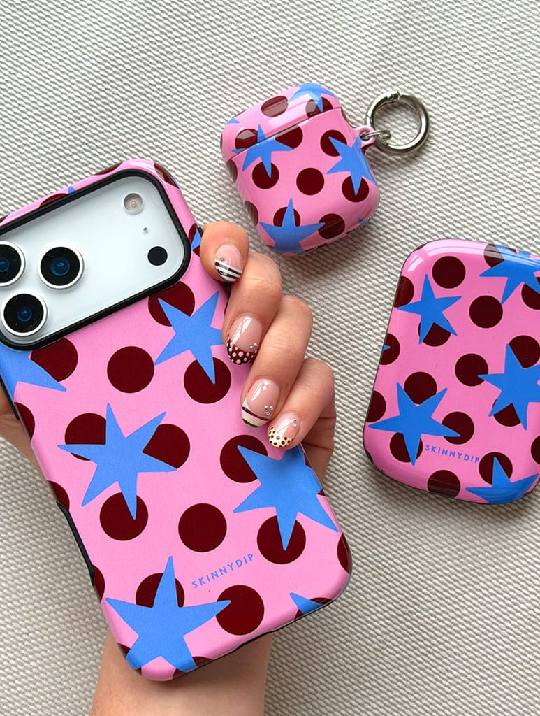 Stars and Spots Pink Burgundy and Blue AirPods Case AirPods Cases Skinnydip London