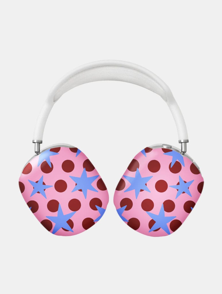 Stars and Spots Pink Burgundy and Blue AirPods Max Case in Matte AirPods Cases Skinnydip London