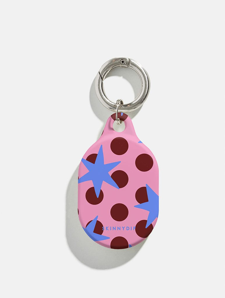 Stars and Spots Pink Burgundy and Blue AirTag Case in Gloss AirPods Cases Skinnydip London