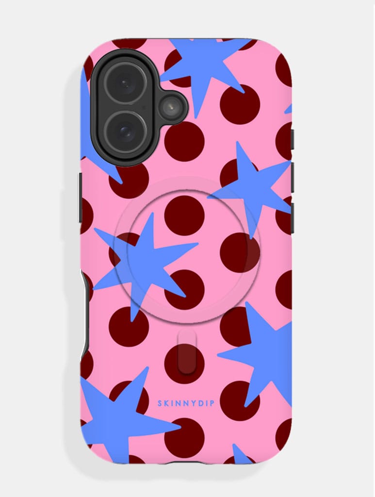 Stars and Spots Pink Burgundy and Blue Magsafe Ultra Protective iPhone Case Phone Cases Skinnydip London