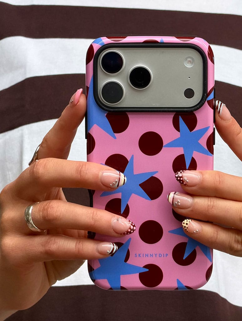Stars and Spots Pink Burgundy and Blue Magsafe Ultra Protective iPhone Case Phone Cases Skinnydip London